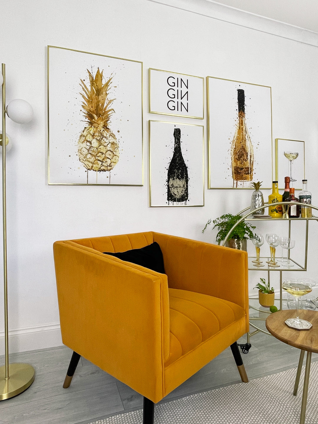 Gold-Ananas-Wand-Kunstdruck