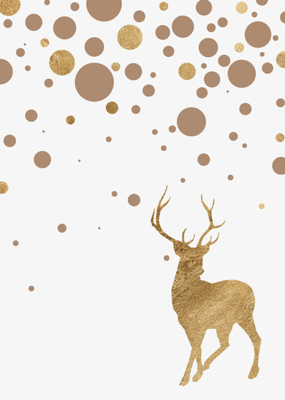 Tan And Gold Christmas Stag Wall Art Print, Contemporary and Stylish Christmas Decoration Alternative Xmas Decor