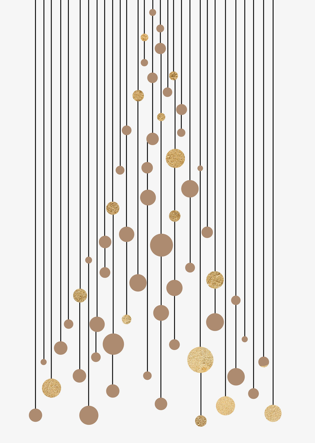 Beige und goldener Weihnachtsbaum-Wand-Kunstdruck, moderne und stilvolle Weihnachtsdekoration, alternative Weihnachtsdekoration