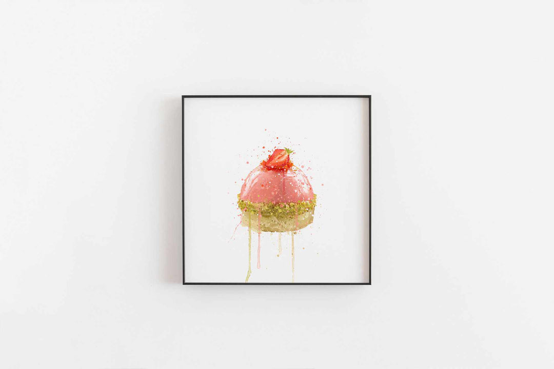 Patisserie Wandbild 'Strawberry and Pistachio Dome'