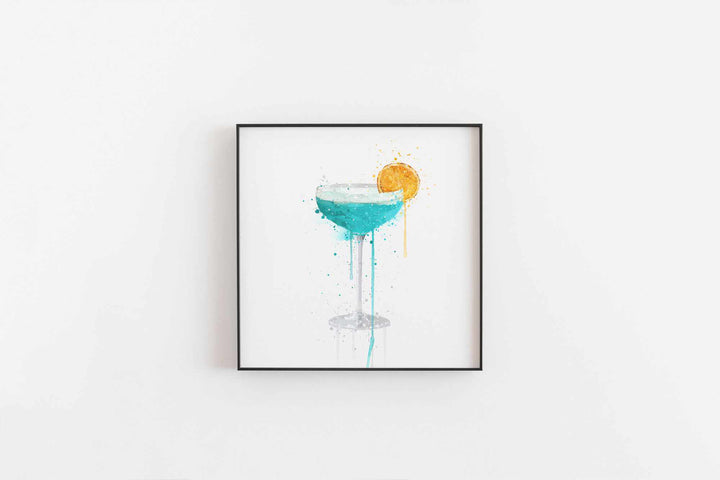 Blue Lagoon 'Coupe' Cocktail-Wand-Kunstdruck