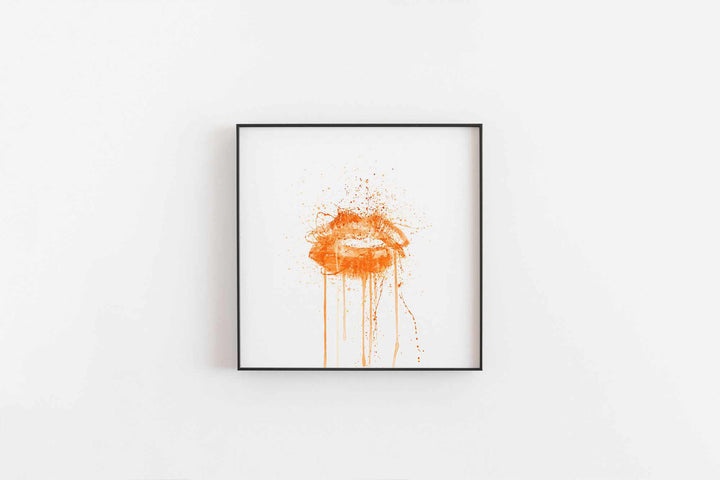 Orange Lippen Wand Kunstdruck