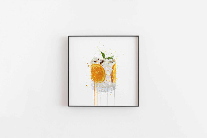 Gin Tonic 'Orange &amp; Basil' Wand Kunstdruck