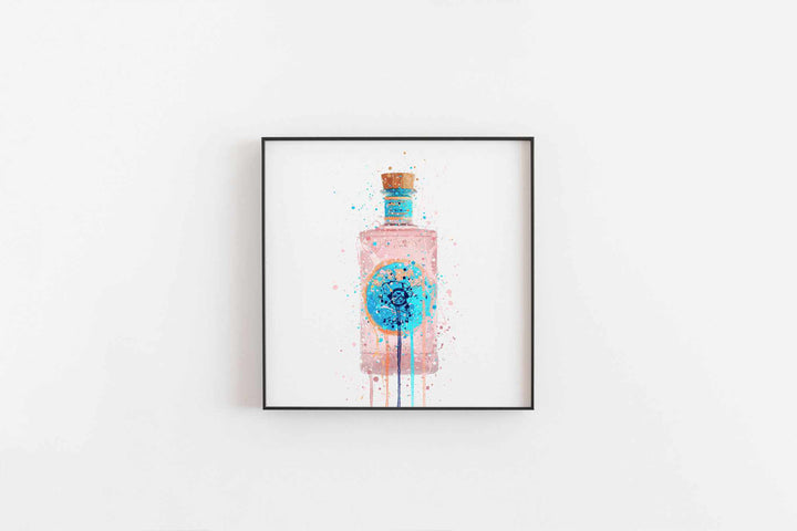 Gin Bottle Wall Art Print 'Bubblegum'