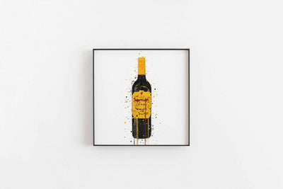 Wine Bottle Wall Art Print 'Canary Yellow'