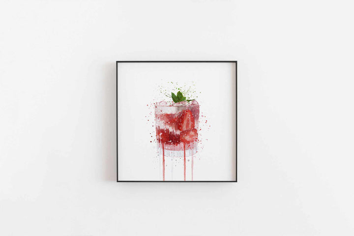 Gin Tonic 'Erdbeere &amp; Minze' Wandkunstdruck