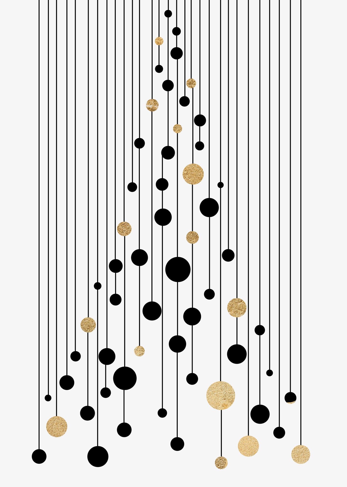 Black and Gold Christmas Tree Wall Art Print , Contemporary and Stylish Christmas Decoration Alternative Xmas Decor