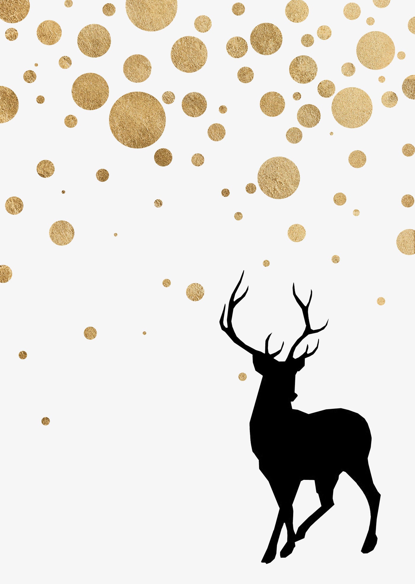 Black and Gold Christmas Stag Wall Art Print, Contemporary and Stylish Christmas Decoration Alternative Xmas Decor