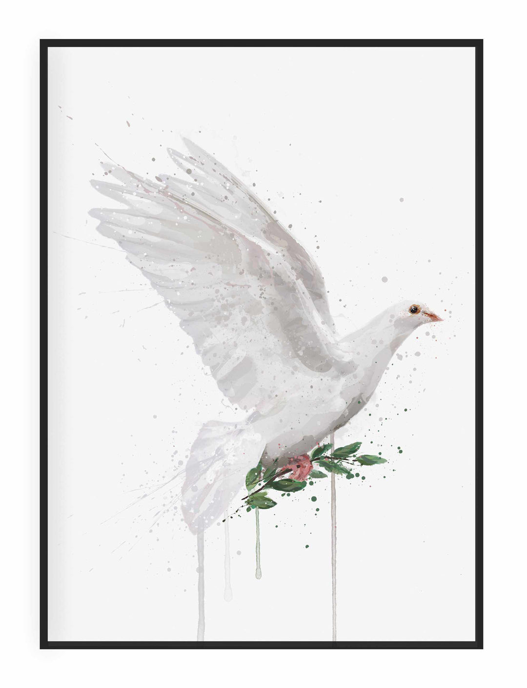 Christmas Dove Wall Art Print , Contemporary and Stylish Christmas Decoration Alternative Xmas Decor