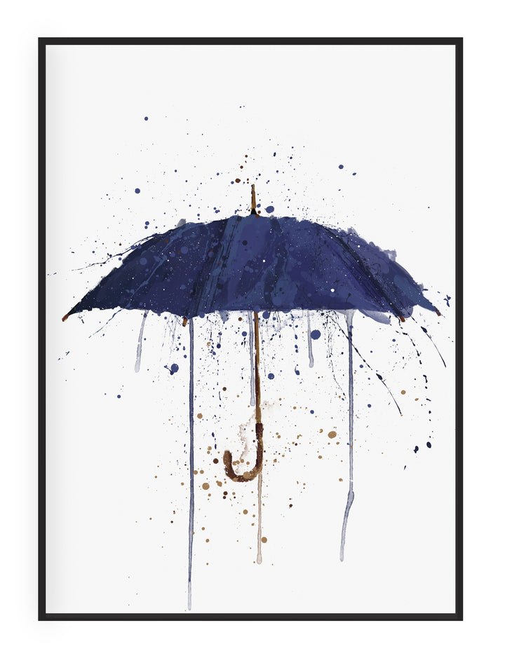 Marineblauer Regenschirm-Wand-Kunstdruck