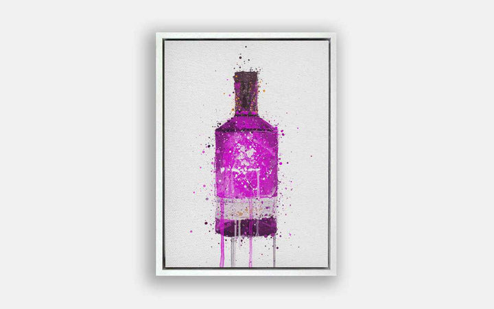Premium Canvas Wall Art Print Gin Bottle 'Magenta'-We Love Prints