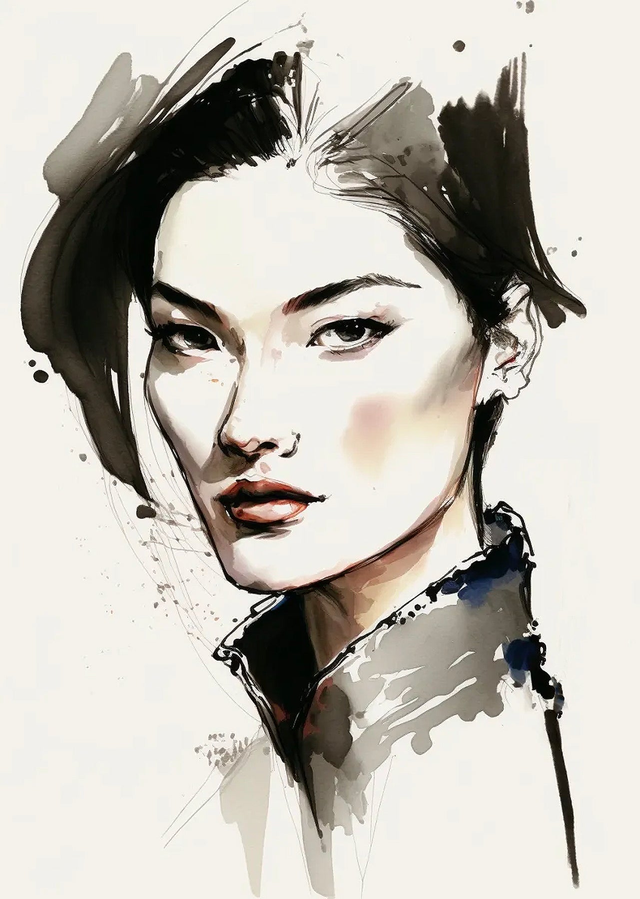 Fashion Portrait Sketch Wall Art Print #9