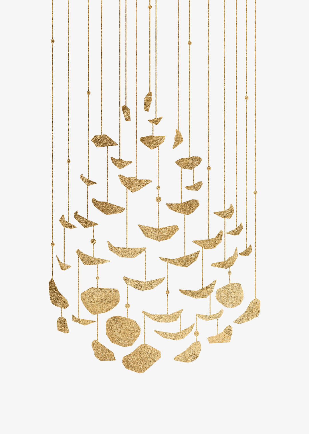 Suspended Gold Pinecone Wall Art Print , Contemporary and Stylish Christmas Decoration Alternative Xmas Decor