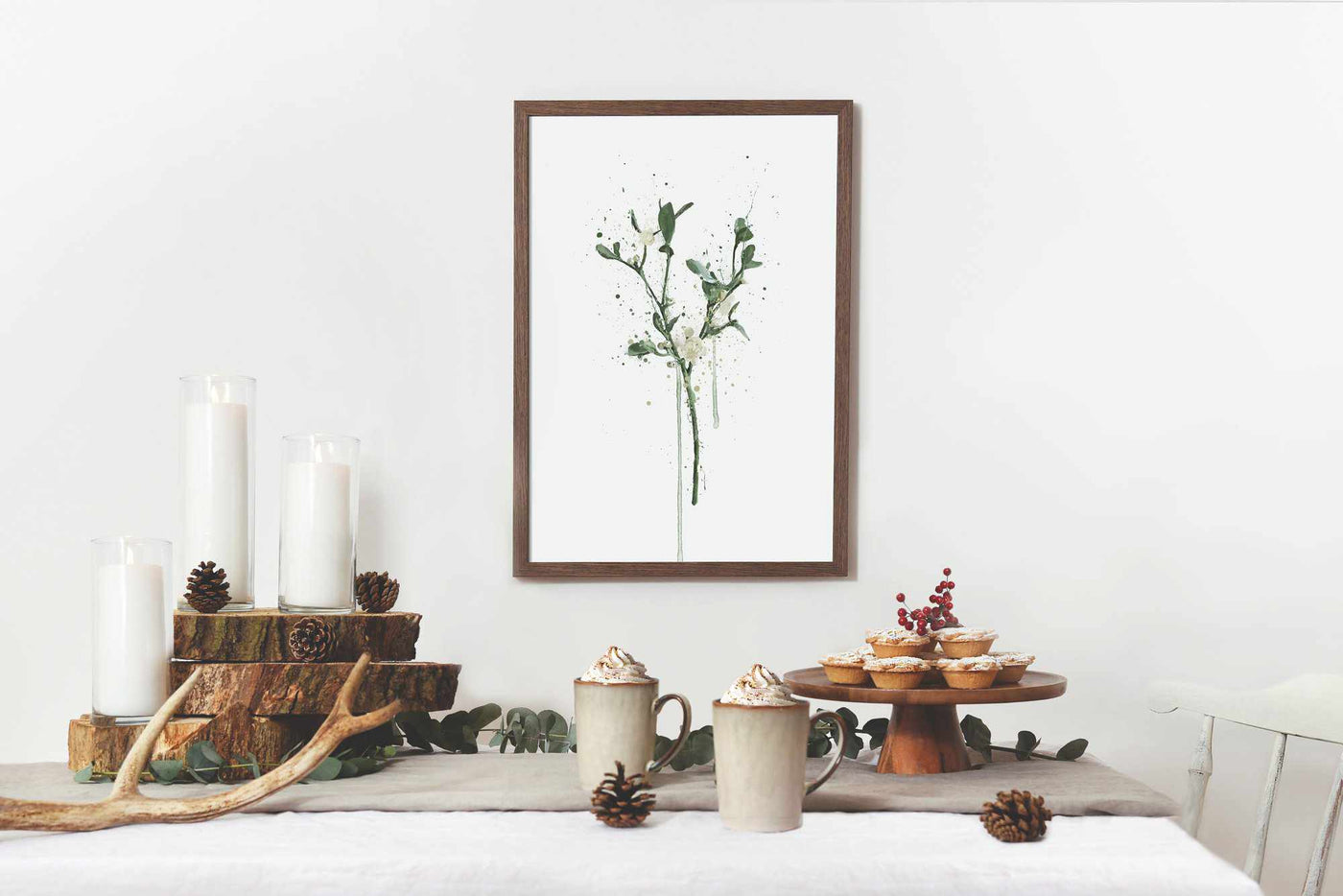 Mistletoe Wall Art Print 2.0, Contemporary and Stylish Christmas Decoration Alternative Xmas Decor