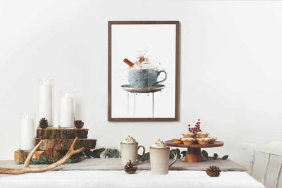Christmas Hot Chocolate Wall Art Print, Contemporary and Stylish Christmas Decoration Alternative Xmas Decor