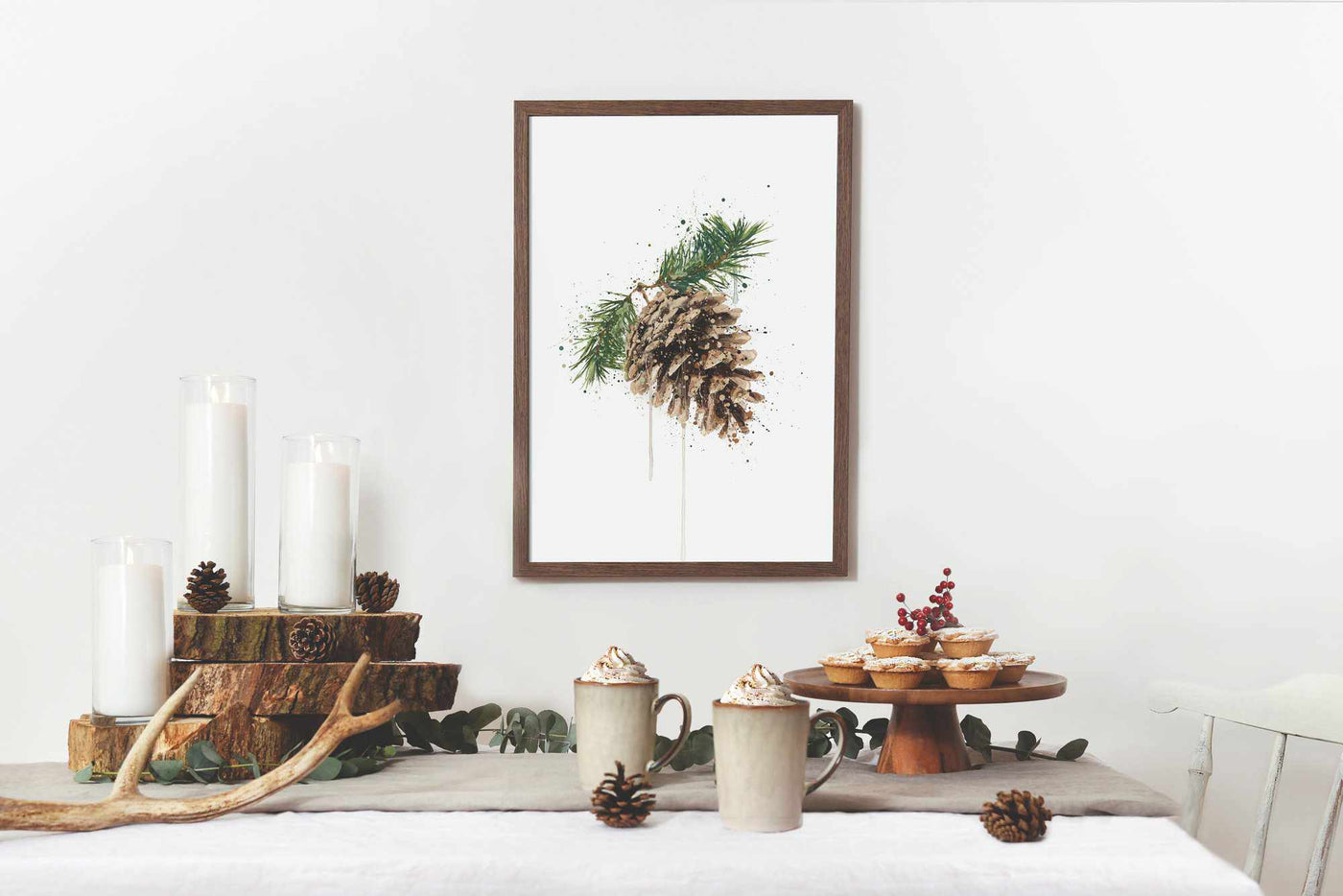 Pinecone Wall Art Print 2.0, Contemporary and Stylish Christmas Decoration Alternative Xmas Decor