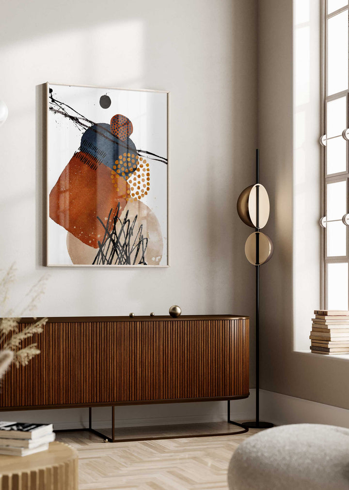 Gebrannter orangefarbener abstrakter Wand-Kunstdruck (3)