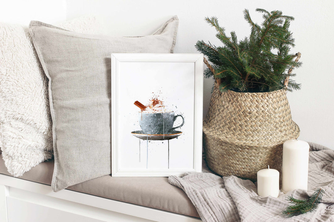 Christmas Hot Chocolate Wall Art Print , Contemporary and Stylish Christmas Decoration Alternative Xmas Decor