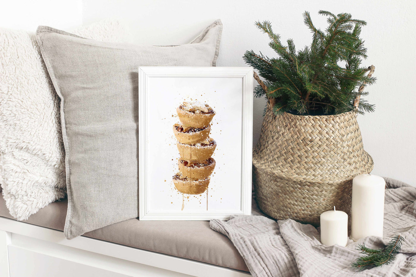 Mince Pie Wall Art Print, Contemporary and Stylish Christmas Decoration Alternative Xmas Decor