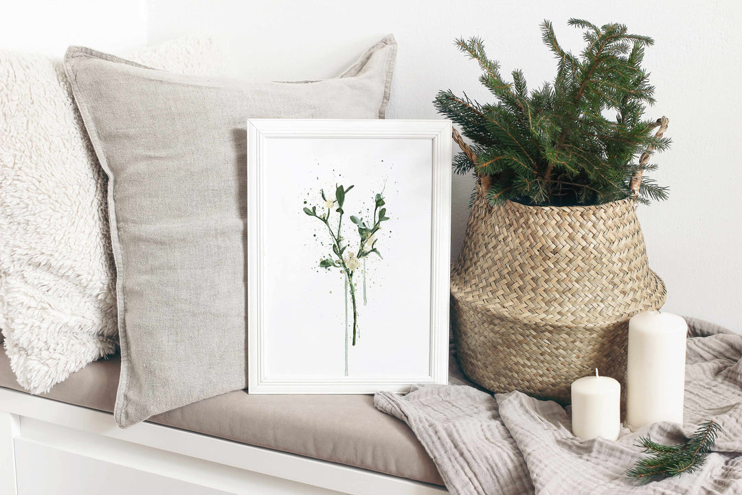 Mistletoe Wall Art Print  2.0, Contemporary and Stylish Christmas Decoration Alternative Xmas Decor
