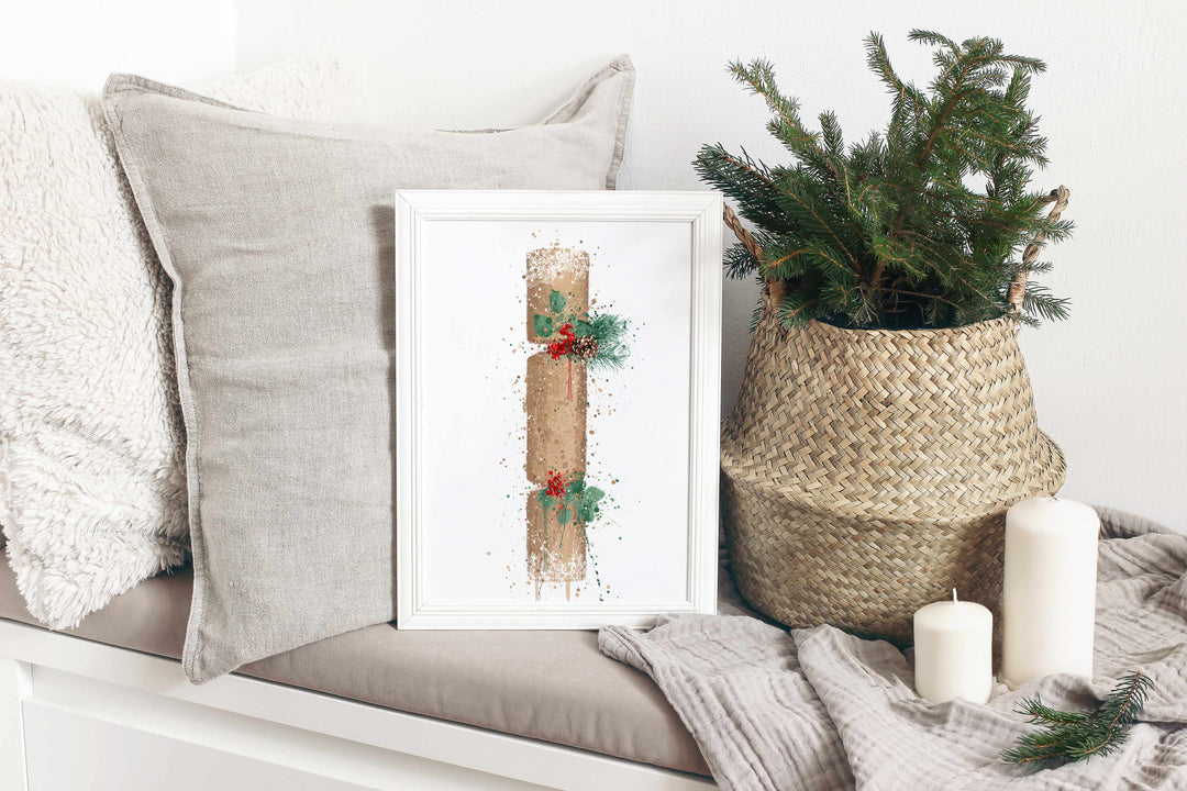 Christmas Cracker Wall Art Print , Contemporary and Stylish Christmas Decoration Alternative Xmas Decor