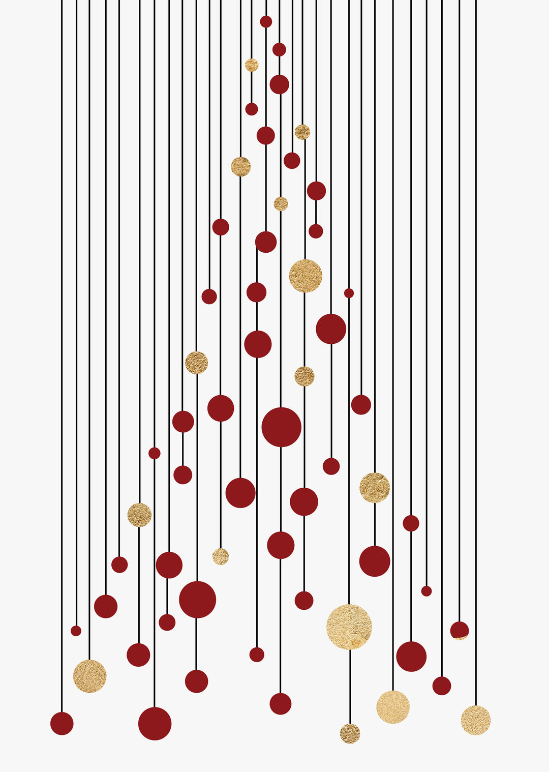 Red and Gold Christmas Tree Wall Art Print , Contemporary and Stylish Christmas Decoration Alternative Xmas Decor
