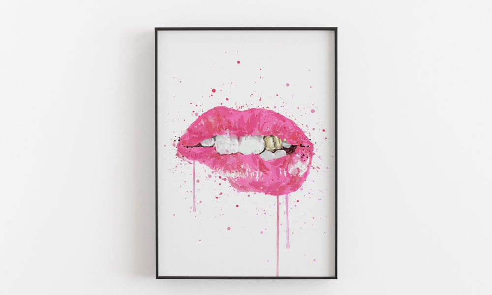 Pop Art Lippen Wandbild 'Hot Pink'