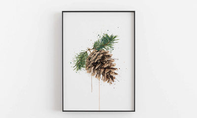 Pinecone Wall Art Print 2.0, Contemporary and Stylish Christmas Decoration Alternative Xmas Decor