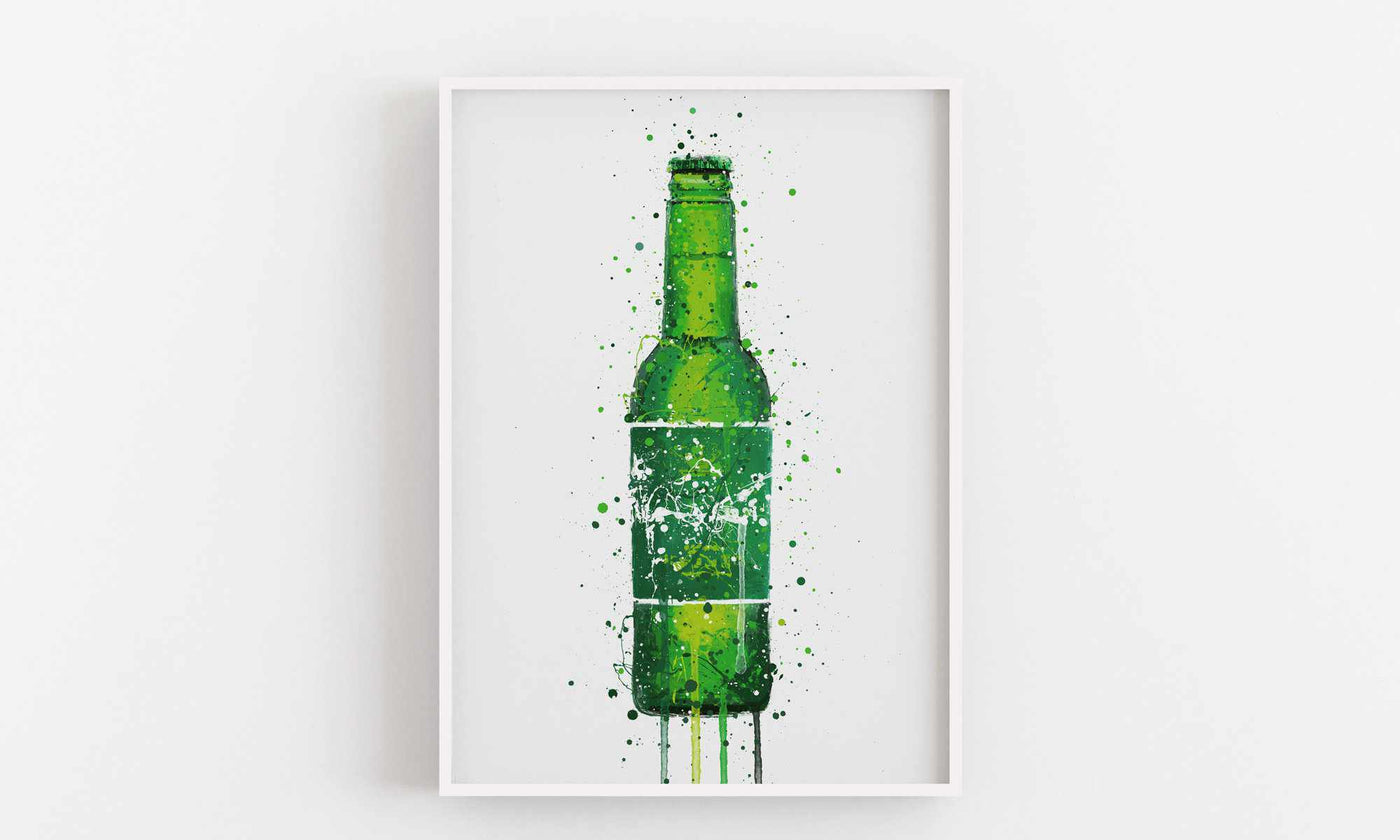 Beer Bottle Wall Art Print 'Danish Green'