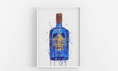 Gin Bottle Wall Art Print 'Royal Blue'