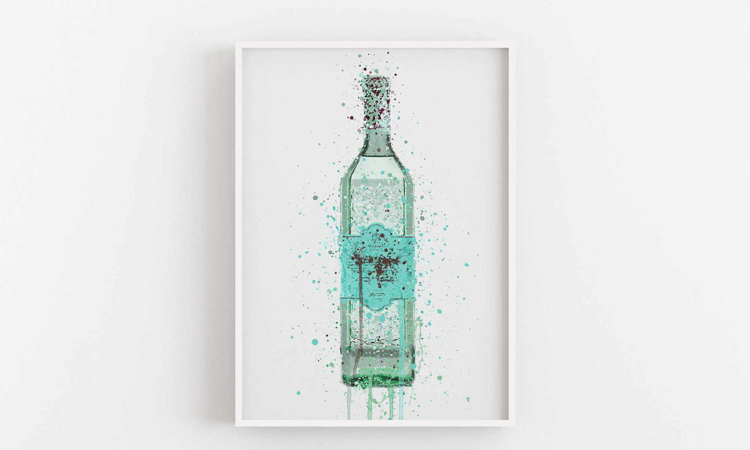 Gin Bottle Wall Art Print 'Duck Egg Blue'