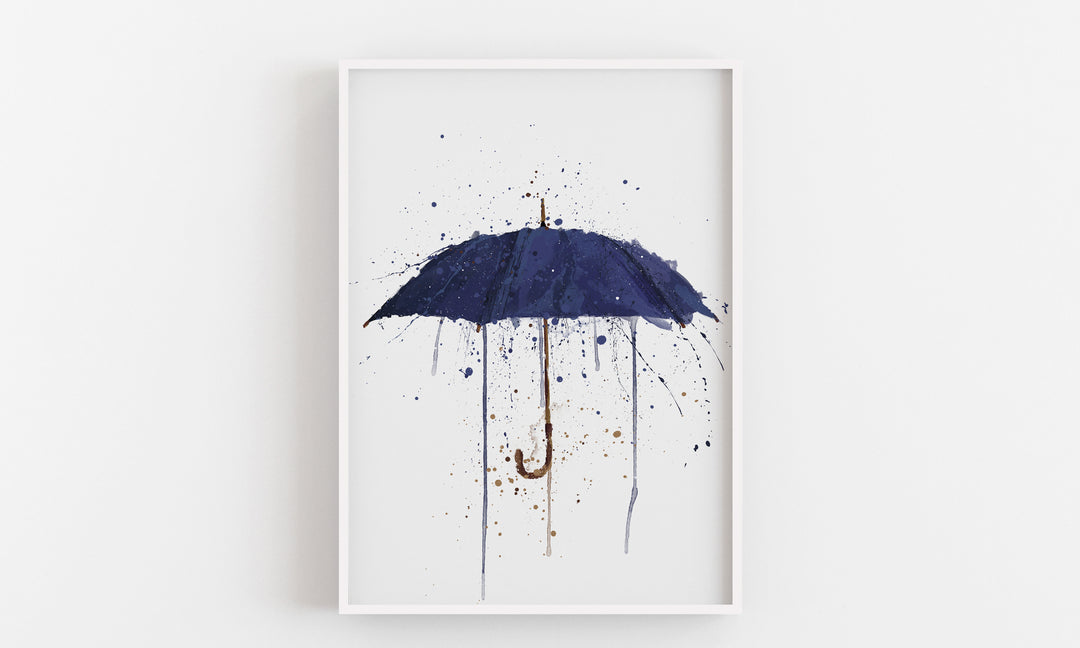Marineblauer Regenschirm-Wand-Kunstdruck