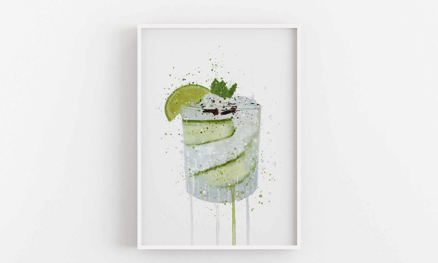 Gin and Tonic 'Cucumber & Lime' Wall Art Print