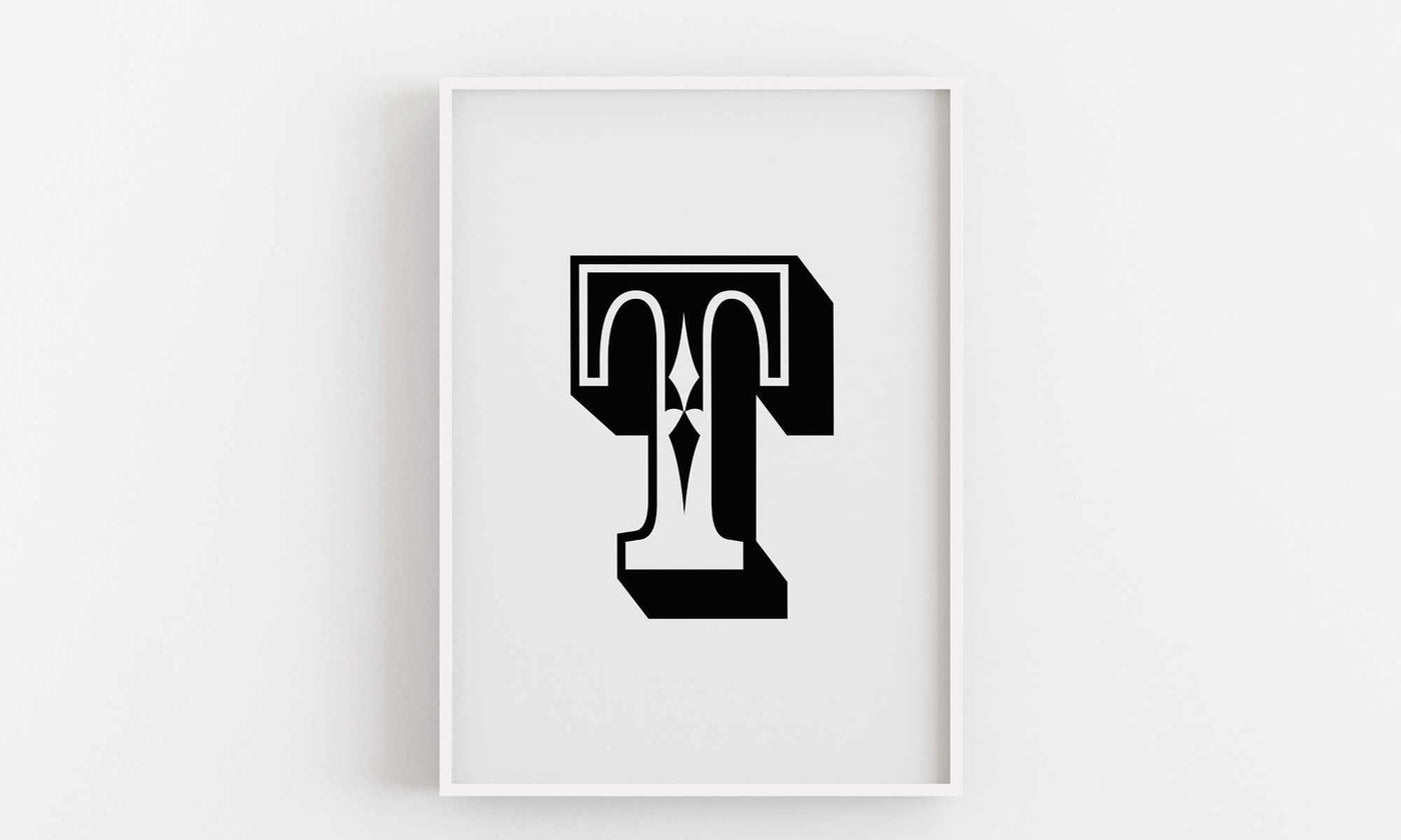 Typographic Wall Art Print 'T'