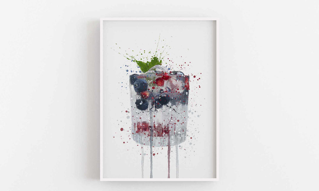 Gin Tonic 'Heidelbeere &amp; Granatapfel' Wandkunstdruck