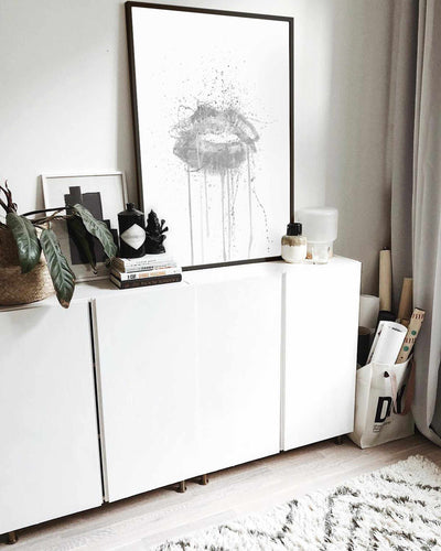 Kinda Sexy' Lips Wall Art Print (Grey Edition)