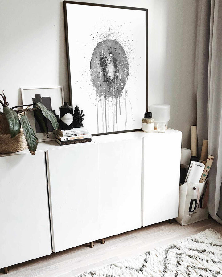 Kiwi-Frucht-Wand-Kunstdruck (graue Ausgabe)