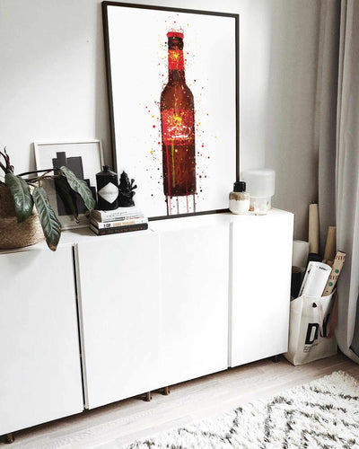 Beer Bottle Wall Art Print 'Rambla Red'