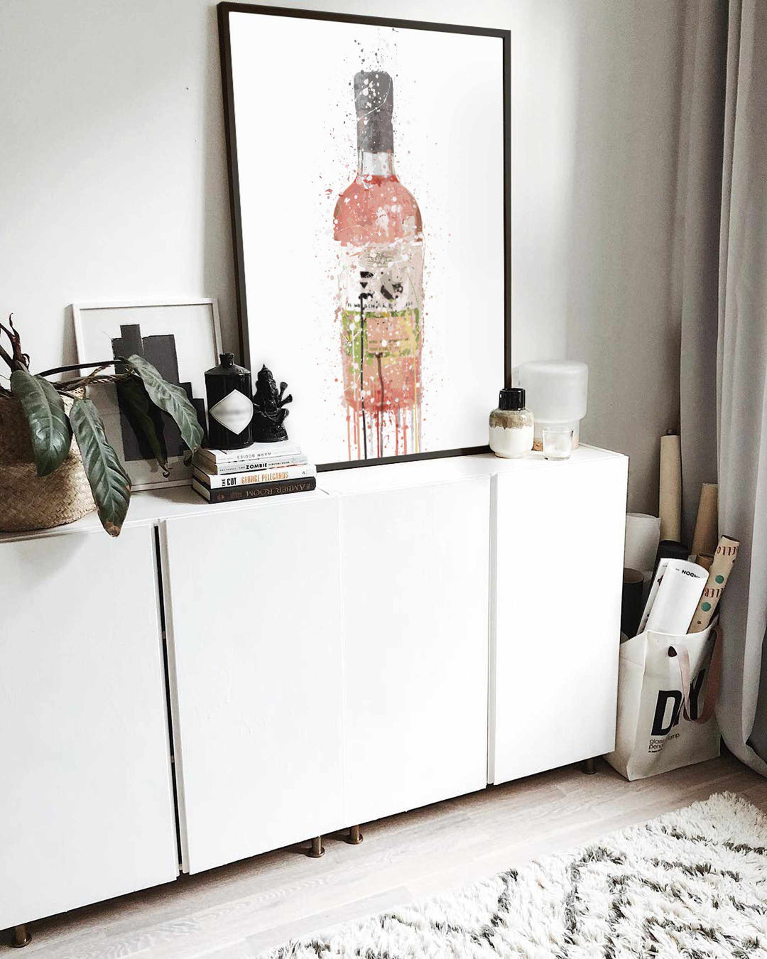 Gin Bottle Wall Art Print 'Soft Pink'-We Love Prints