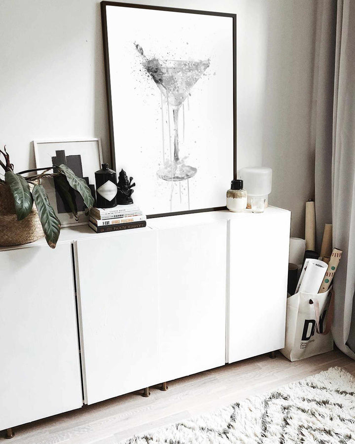 Trockener Martini-Cocktail-Wand-Kunstdruck (graue Ausgabe)