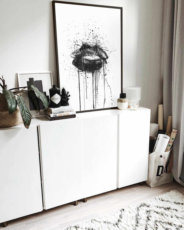 Schwarzer Samt-Lippen-Wand-Kunstdruck