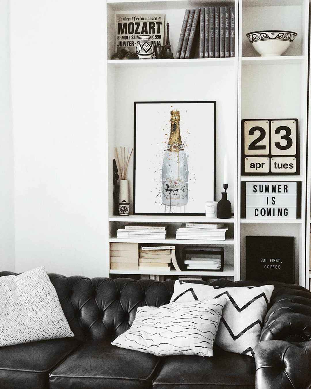 Champagne Bottle Wall Art Print 'Blanc'-We Love Prints
