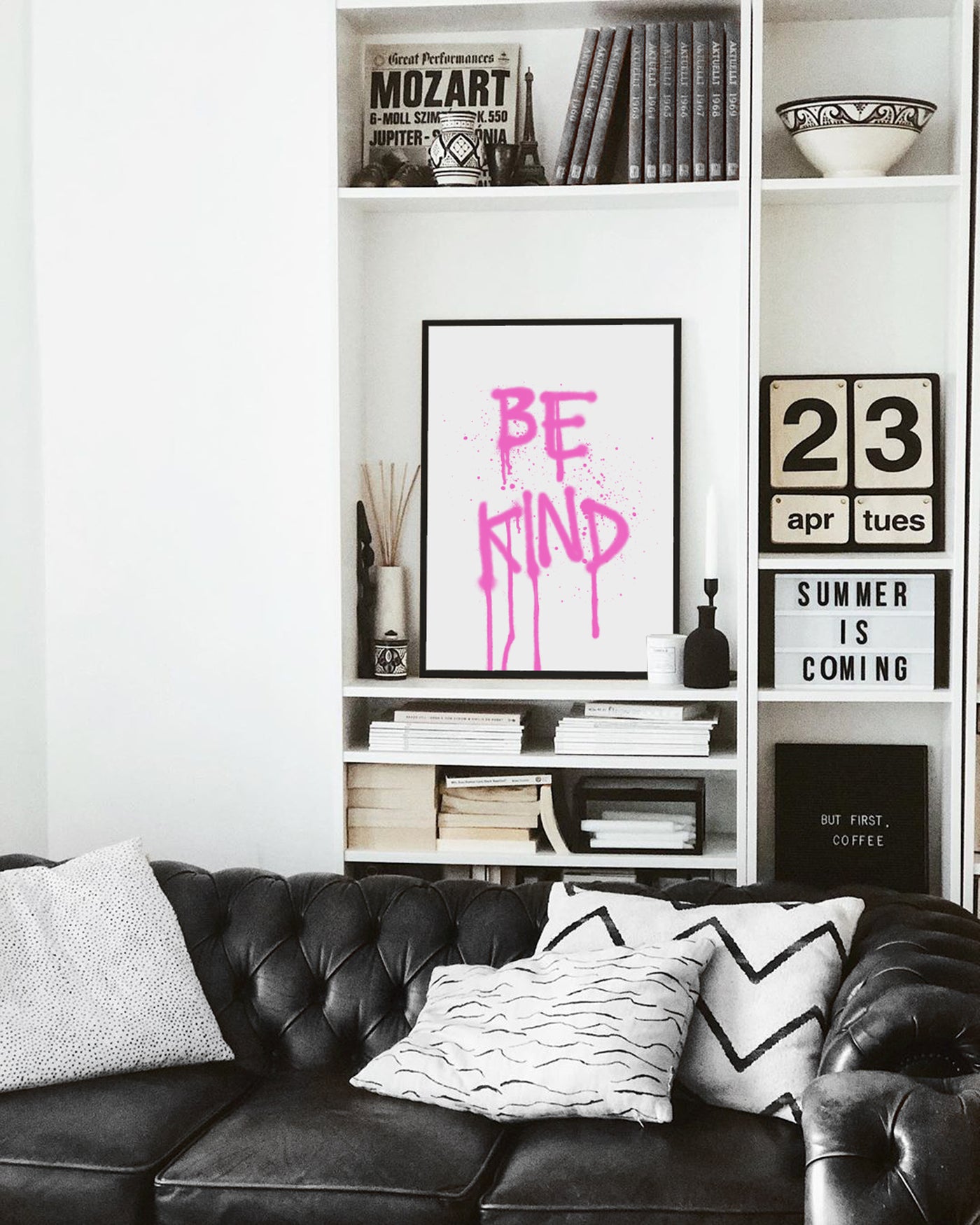 Be Kind' Typographic Wall Art Print (Pink)
