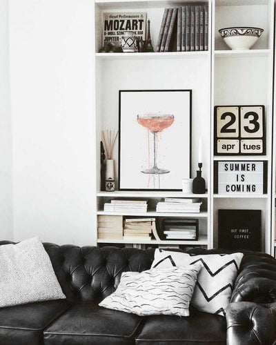Champagne Coupe 'Rose' Cocktail Wall Art Print
