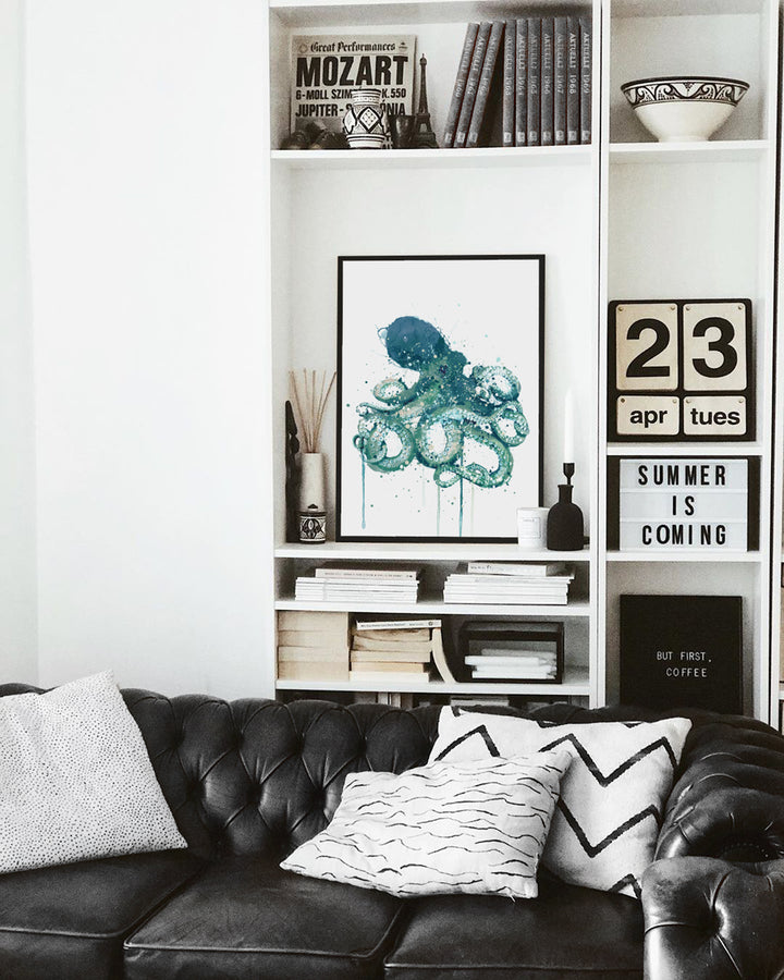 Meeresbewohner Wand Kunstdruck 'Blue Octopus'