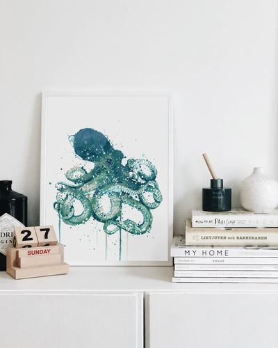 Sea Creature Wall Art Print 'Blue Octopus'
