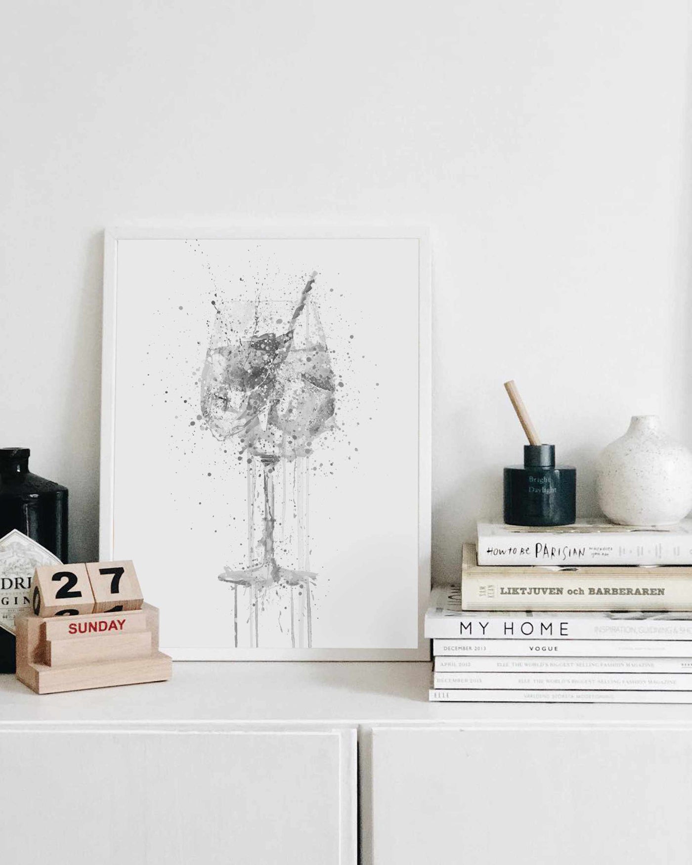 Gin and Tonic 'Goblet' Wall Art Print (Grey Edition)