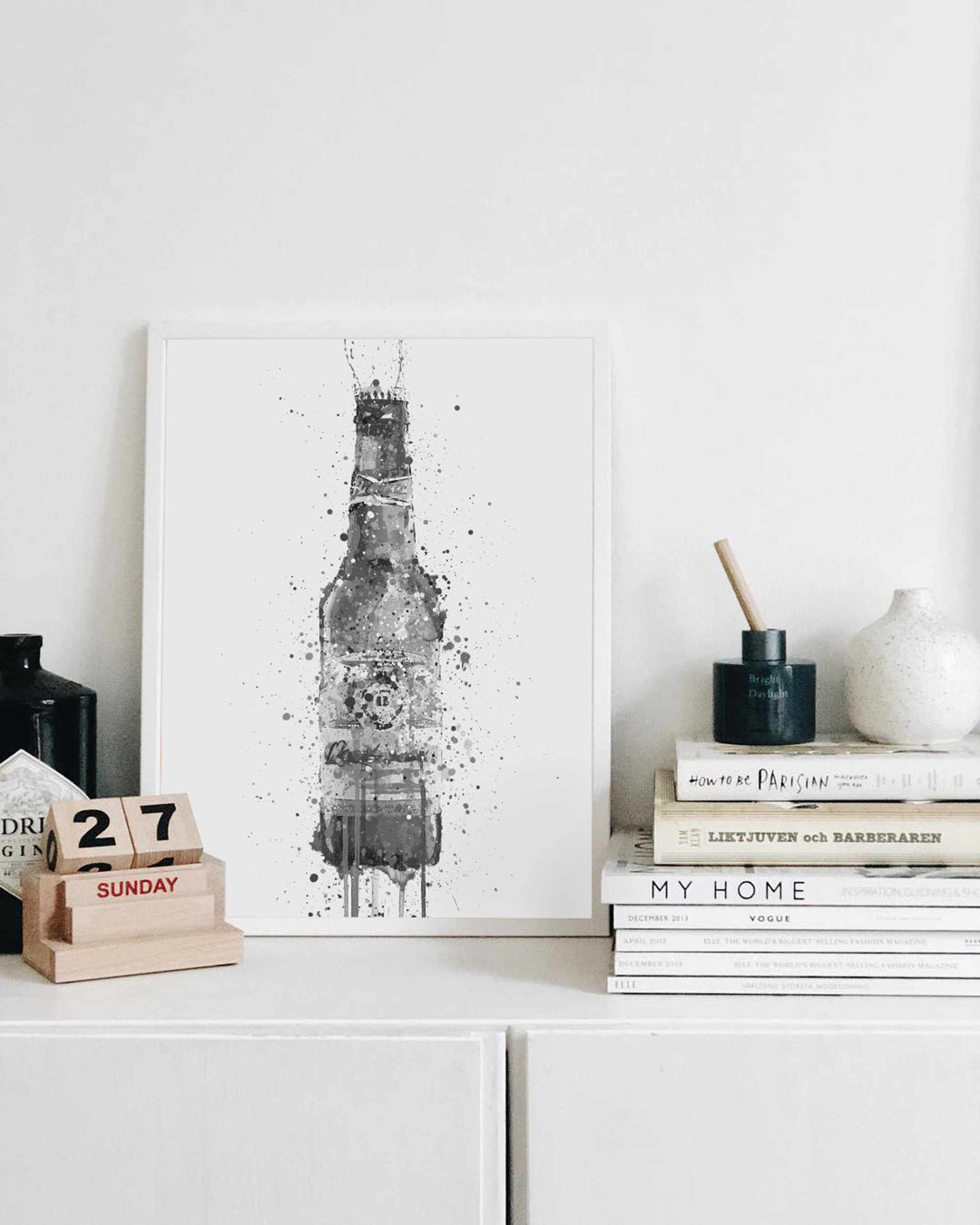 Bierflaschen-Wandbild 'Amber' (graue Edition)