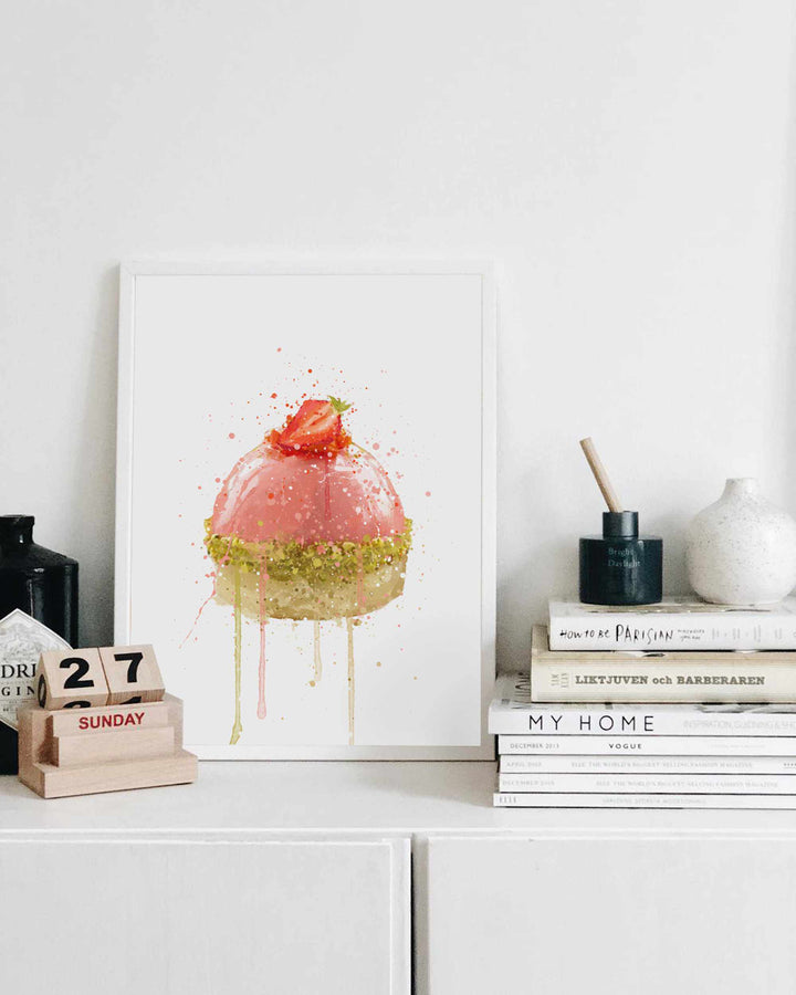 Patisserie Wall Art Print ‘Strawberry and Pistachio Dome’