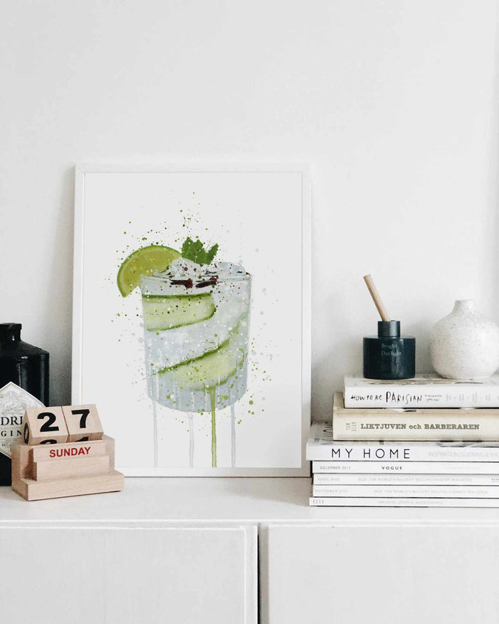 Gin and Tonic 'Cucumber & Lime' Wall Art Print